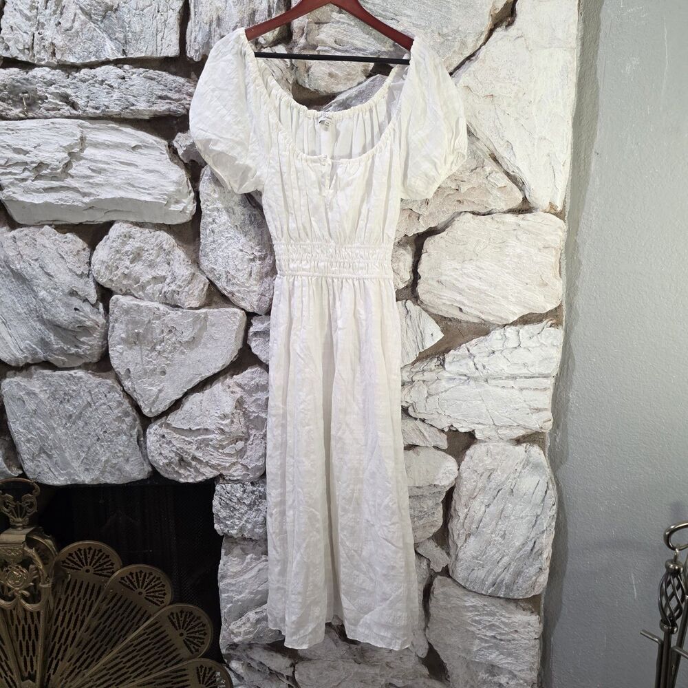 Madewell Tiered Dress Size XXS White Coquette Milkmaid Maxi Beachy Puff Sleeve